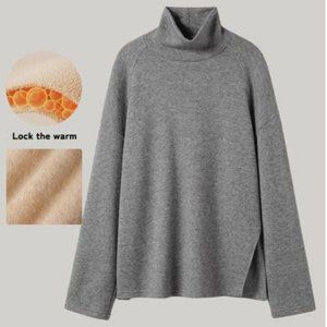OGL Move Cashsoft Turtleneck Loose Fit Sweater Heather Charcoal / M